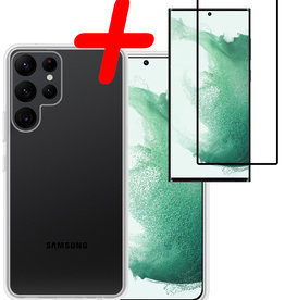 BASEY. BASEY. Samsung Galaxy S22 Ultra Hoesje Siliconen Met Screenprotector - Transparant