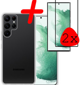 BASEY. BASEY. Samsung Galaxy S22 Ultra Hoesje Siliconen Met 2x Screenprotector - Transparant