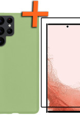 Nomfy Hoesje Geschikt voor Samsung S22 Ultra Hoesje Siliconen Cover Case Met Screenprotector - Hoes Geschikt voor Samsung Galaxy S22 Ultra Hoes Back Case - Groen