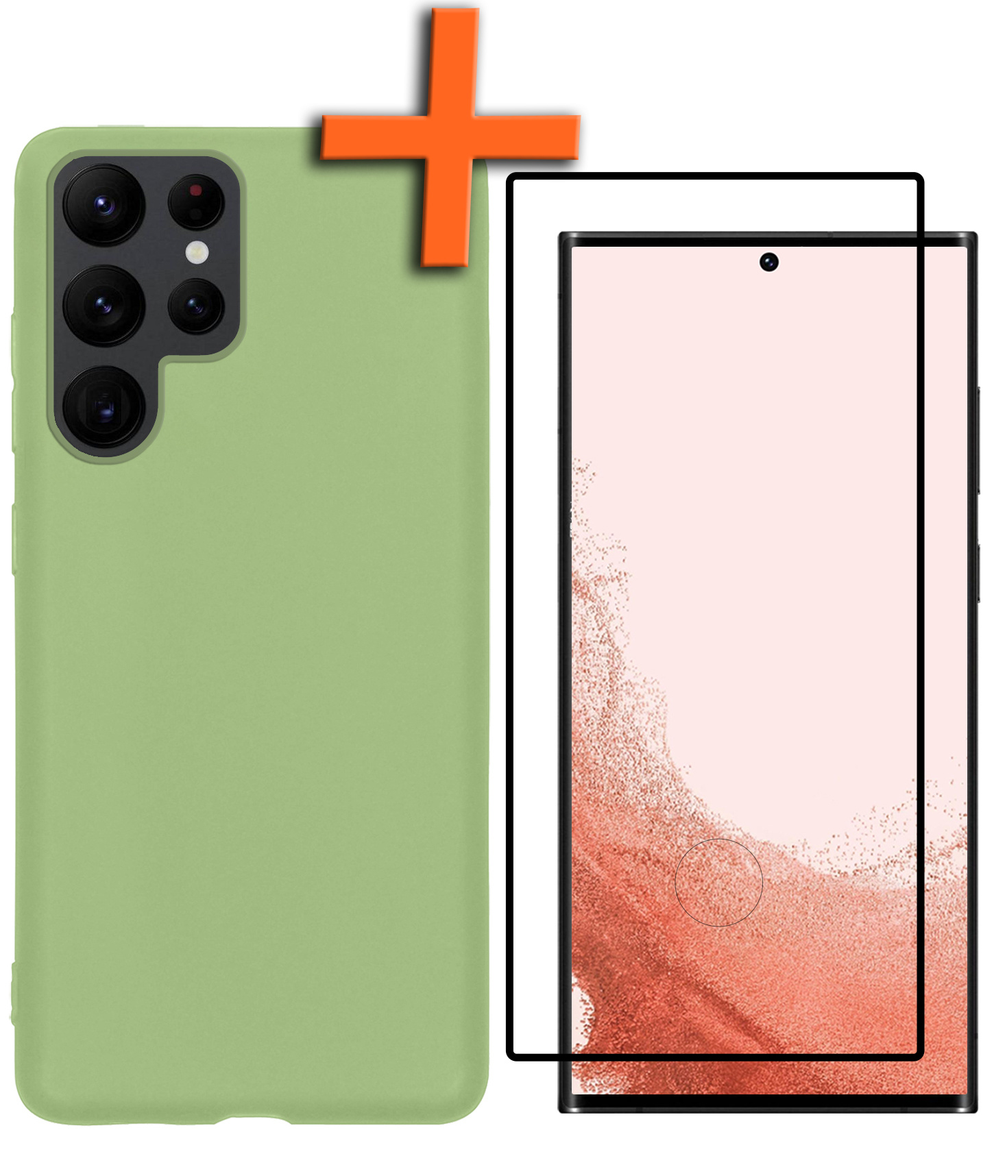Nomfy Hoesje Geschikt voor Samsung S22 Ultra Hoesje Siliconen Cover Case Met Screenprotector - Hoes Geschikt voor Samsung Galaxy S22 Ultra Hoes Back Case - Groen