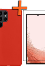 Nomfy Hoesje Geschikt voor Samsung S22 Ultra Hoesje Siliconen Cover Case Met Screenprotector - Hoes Geschikt voor Samsung Galaxy S22 Ultra Hoes Back Case - Rood