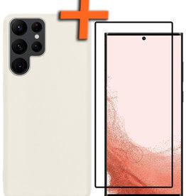 Nomfy Nomfy Samsung Galaxy S22 Ultra Hoesje Siliconen Met Screenprotector - Wit