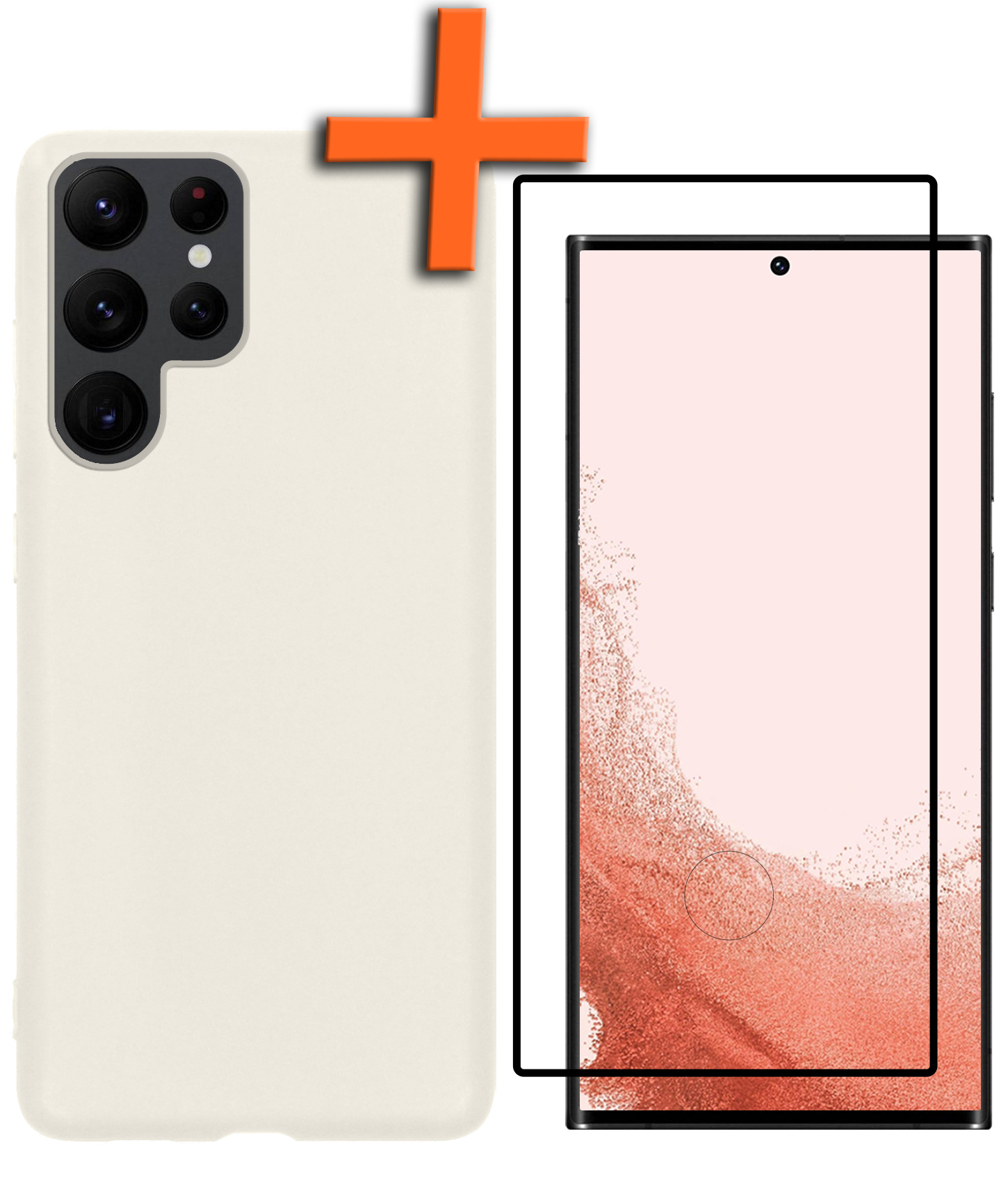 Nomfy Hoesje Geschikt voor Samsung S22 Ultra Hoesje Siliconen Cover Case Met Screenprotector - Hoes Geschikt voor Samsung Galaxy S22 Ultra Hoes Back Case - Wit