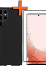 Nomfy Hoesje Geschikt voor Samsung S22 Ultra Hoesje Siliconen Cover Case Met Screenprotector - Hoes Geschikt voor Samsung Galaxy S22 Ultra Hoes Back Case - Zwart