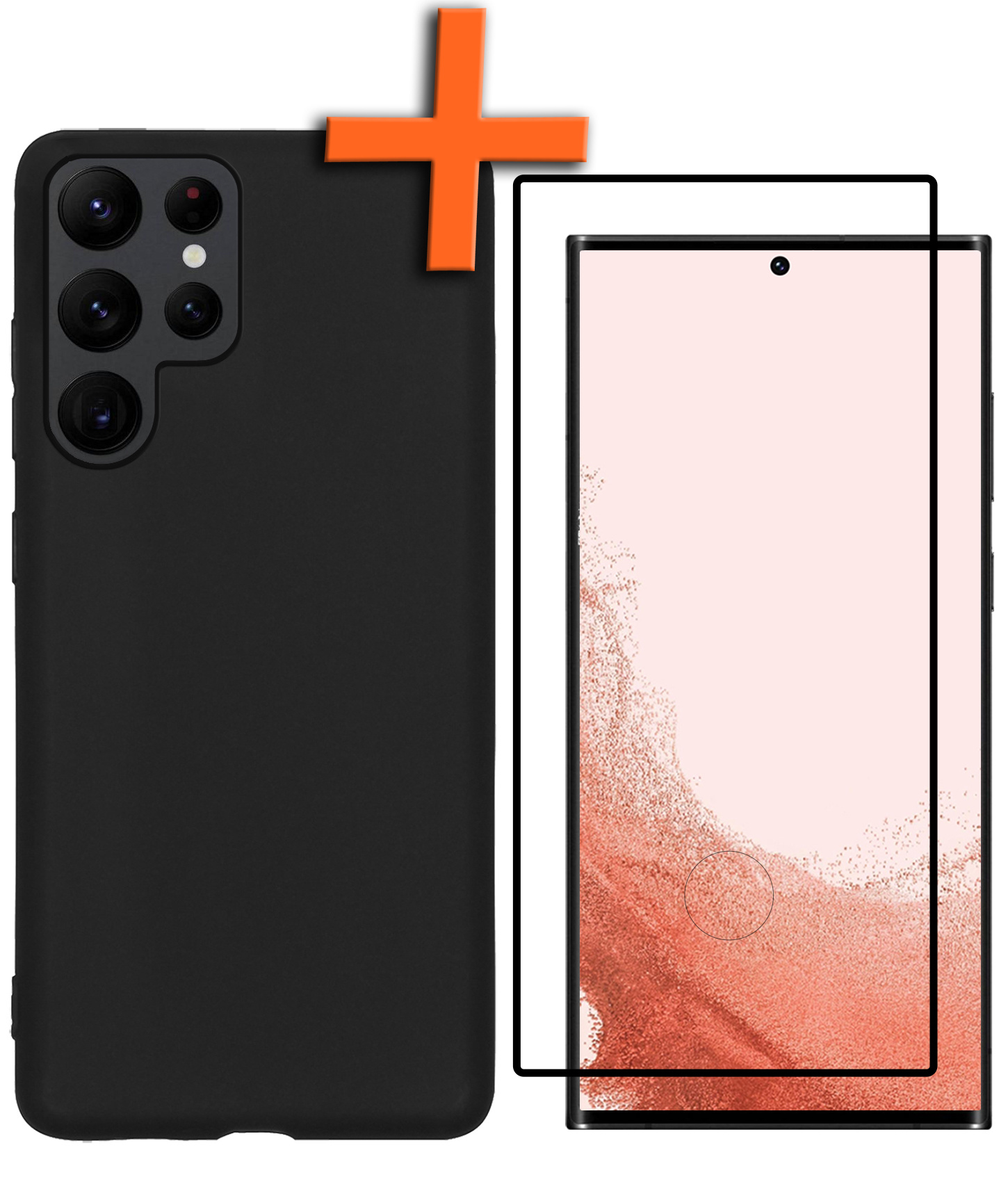 Nomfy Hoesje Geschikt voor Samsung S22 Ultra Hoesje Siliconen Cover Case Met Screenprotector - Hoes Geschikt voor Samsung Galaxy S22 Ultra Hoes Back Case - Zwart