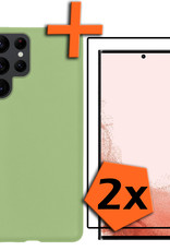 Nomfy Hoesje Geschikt voor Samsung S22 Ultra Hoesje Siliconen Cover Case Met 2x Screenprotector - Hoes Geschikt voor Samsung Galaxy S22 Ultra Hoes Back Case - Groen