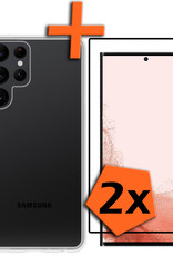 Nomfy Hoesje Geschikt voor Samsung S22 Ultra Hoesje Siliconen Cover Case Met 2x Screenprotector - Hoes Geschikt voor Samsung Galaxy S22 Ultra Hoes Back Case - Transparant