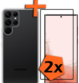 Nomfy Samsung Galaxy S22 Ultra Hoesje Siliconen Met 2x Screenprotector - Transparant