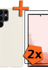 Nomfy Hoesje Geschikt voor Samsung S22 Ultra Hoesje Siliconen Cover Case Met 2x Screenprotector - Hoes Geschikt voor Samsung Galaxy S22 Ultra Hoes Back Case - Wit
