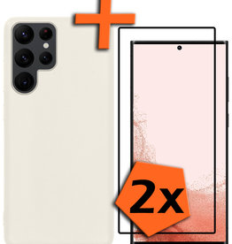 Nomfy Nomfy Samsung Galaxy S22 Ultra Hoesje Siliconen Met 2x Screenprotector - Wit
