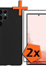 Nomfy Hoesje Geschikt voor Samsung S22 Ultra Hoesje Siliconen Cover Case Met 2x Screenprotector - Hoes Geschikt voor Samsung Galaxy S22 Ultra Hoes Back Case - Zwart