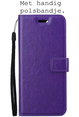 BASEY. Hoes Geschikt voor Samsung S22 Hoesje Bookcase Hoes Flip Case Book Cover Met Screenprotector - Hoesje Geschikt voor Samsung Galaxy S22 Hoes Book Case Hoesje - Paars