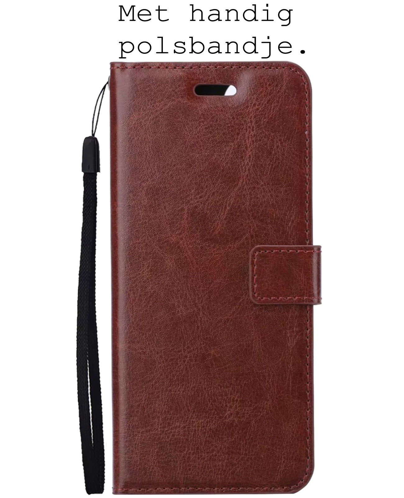 BASEY. Hoes Geschikt voor Samsung S22 Hoesje Bookcase Hoes Flip Case Book Cover Met 2x Screenprotector - Hoesje Geschikt voor Samsung Galaxy S22 Hoes Book Case Hoesje - Bruin