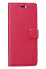 BASEY. Hoes Geschikt voor Samsung S22 Hoesje Bookcase Hoes Flip Case Book Cover Met 2x Screenprotector - Hoesje Geschikt voor Samsung Galaxy S22 Hoes Book Case Hoesje - Donkerroze