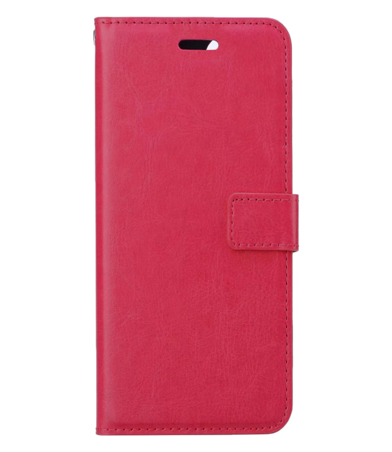 BASEY. Hoes Geschikt voor Samsung S22 Hoesje Bookcase Hoes Flip Case Book Cover Met 2x Screenprotector - Hoesje Geschikt voor Samsung Galaxy S22 Hoes Book Case Hoesje - Donkerroze