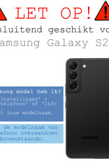 Samsung Galaxy S22 Hoesje Bookcase Met 2x Screenprotector - Samsung Galaxy S22 Case Hoes Cover - Samsung Galaxy S22 2x Screenprotector - Lichtroze