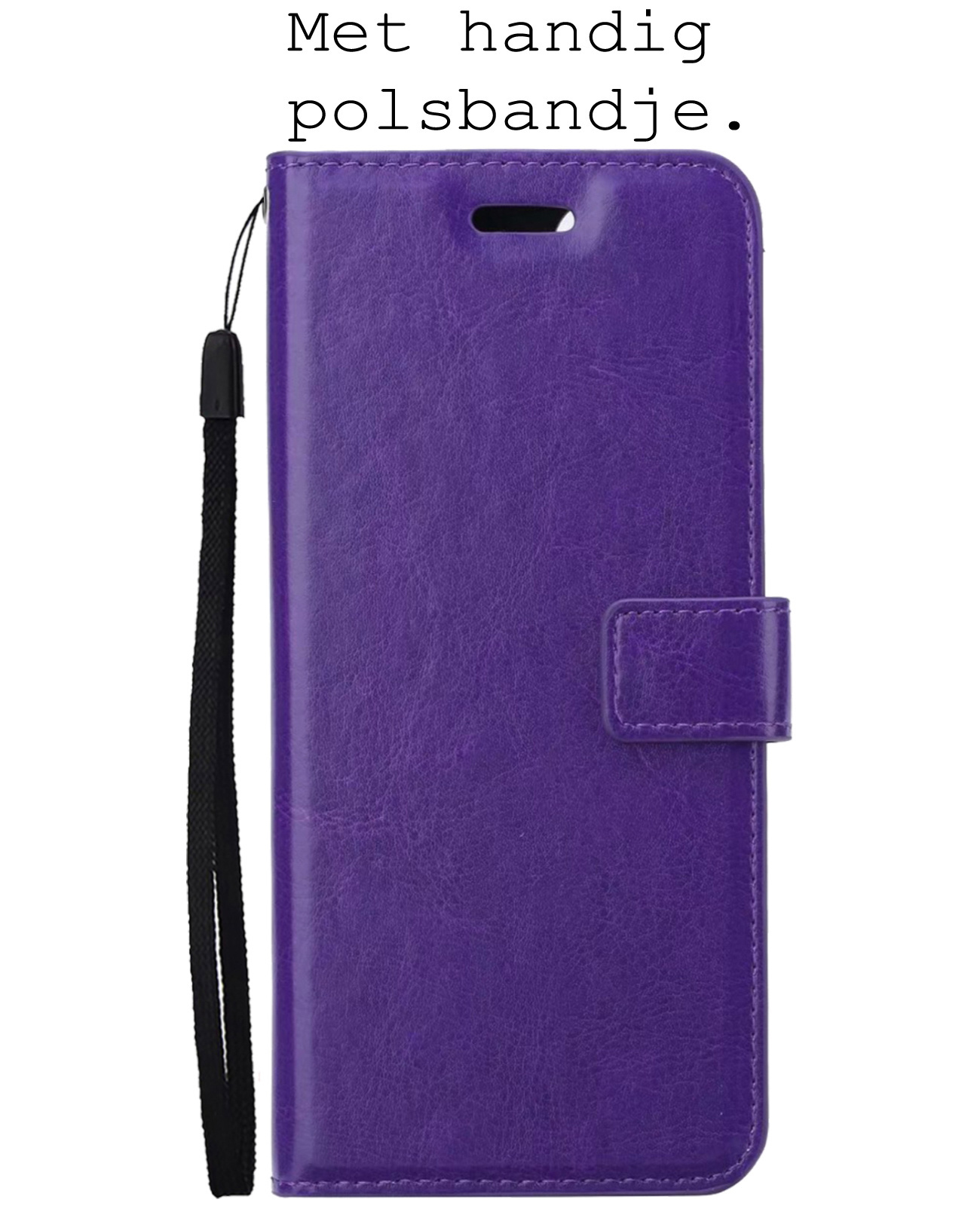 BASEY. Hoes Geschikt voor Samsung S22 Hoesje Bookcase Hoes Flip Case Book Cover Met 2x Screenprotector - Hoesje Geschikt voor Samsung Galaxy S22 Hoes Book Case Hoesje - Paars