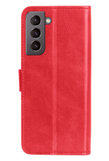 Nomfy Hoesje Geschikt voor Samsung S22 Hoes Bookcase Flipcase Book Cover Met 2x Screenprotector - Hoes Geschikt voor Samsung Galaxy S22 Hoesje Book Case - Rood