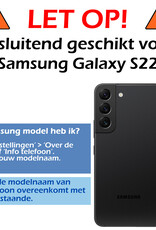 Nomfy Hoesje Geschikt voor Samsung S22 Hoes Bookcase Flipcase Book Cover Met 2x Screenprotector - Hoes Geschikt voor Samsung Galaxy S22 Hoesje Book Case - Rosé goud