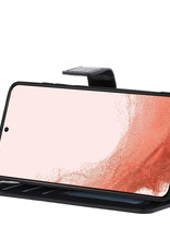 Nomfy Hoesje Geschikt voor Samsung S22 Hoes Bookcase Flipcase Book Cover Met 2x Screenprotector - Hoes Geschikt voor Samsung Galaxy S22 Hoesje Book Case - Zwart