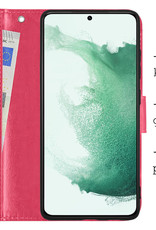 BASEY. Hoes Geschikt voor Samsung S22 Plus Hoesje Bookcase Hoes Flip Case Book Cover Met Screenprotector - Hoesje Geschikt voor Samsung Galaxy S22 Plus Hoes Book Case Hoesje - Donkerroze