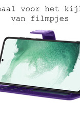 BASEY. Hoes Geschikt voor Samsung S22 Plus Hoesje Bookcase Hoes Flip Case Book Cover Met Screenprotector - Hoesje Geschikt voor Samsung Galaxy S22 Plus Hoes Book Case Hoesje - Paars