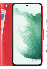 BASEY. Hoes Geschikt voor Samsung S22 Plus Hoesje Bookcase Hoes Flip Case Book Cover Met Screenprotector - Hoesje Geschikt voor Samsung Galaxy S22 Plus Hoes Book Case Hoesje - Rood