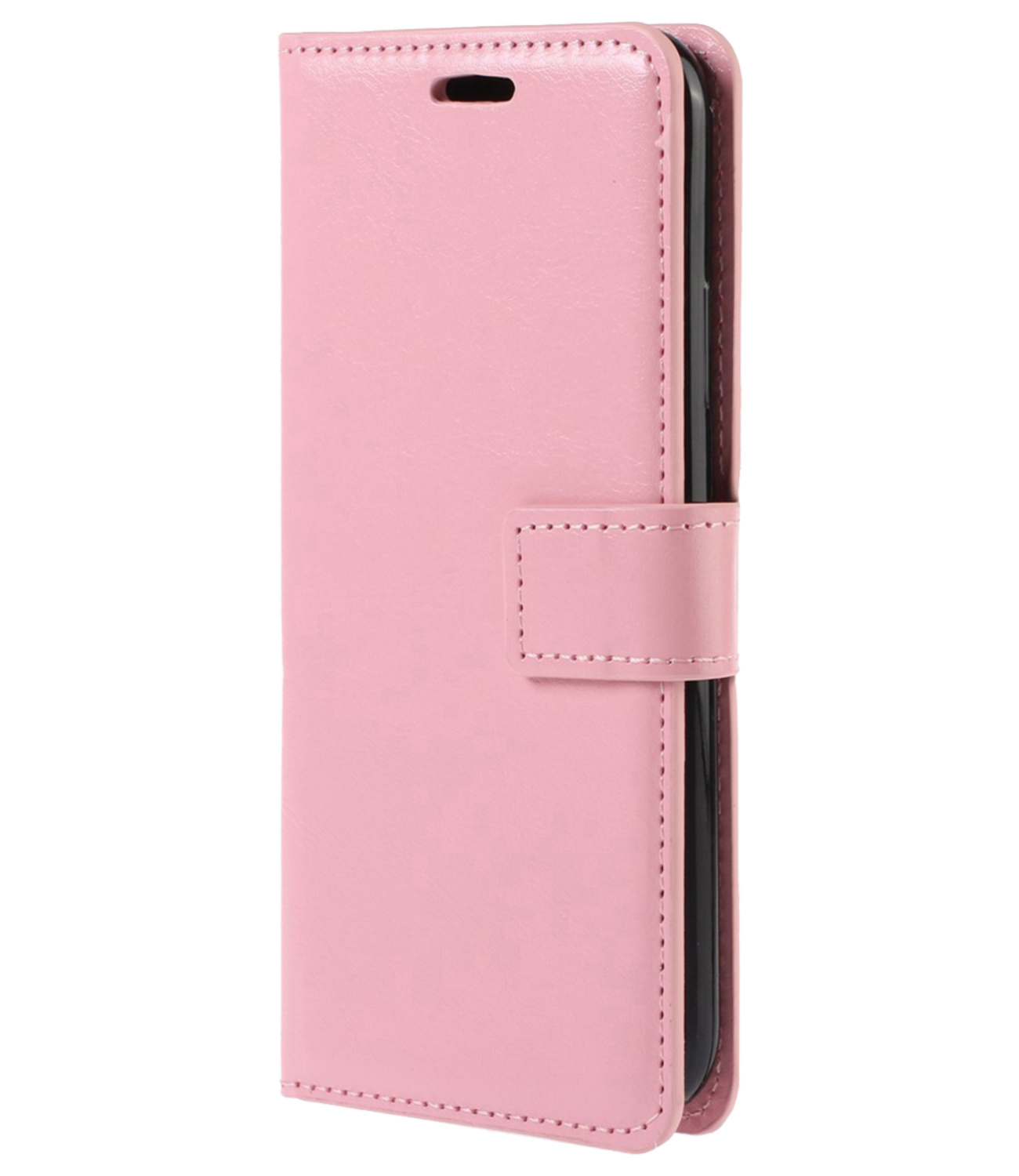 BASEY. Hoes Geschikt voor Samsung S22 Plus Hoesje Bookcase Hoes Flip Case Book Cover Met 2x Screenprotector - Hoesje Geschikt voor Samsung Galaxy S22 Plus Hoes Book Case Hoesje - Lichtroze