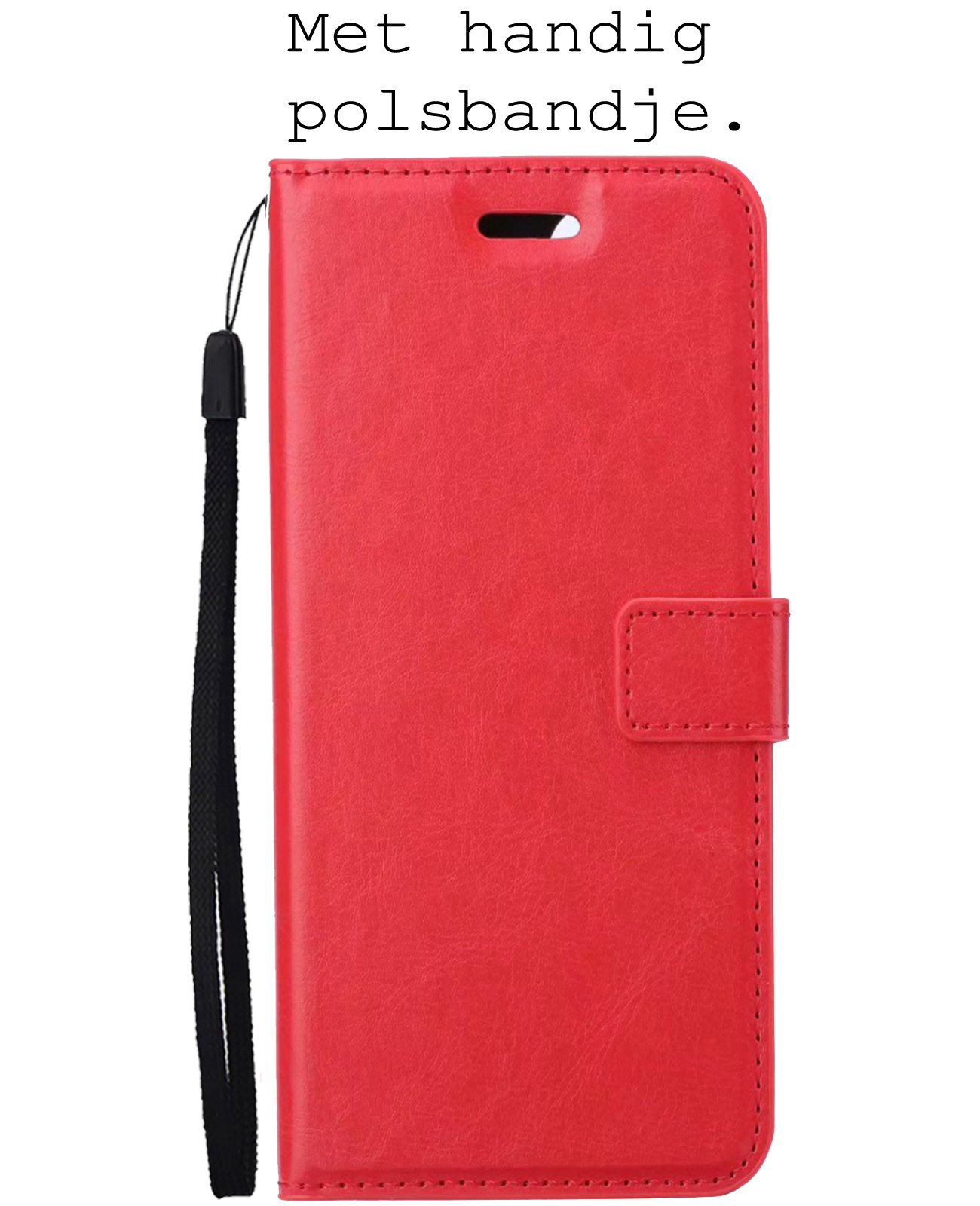 BASEY. Hoes Geschikt voor Samsung S22 Plus Hoesje Bookcase Hoes Flip Case Book Cover Met 2x Screenprotector - Hoesje Geschikt voor Samsung Galaxy S22 Plus Hoes Book Case Hoesje - Rood