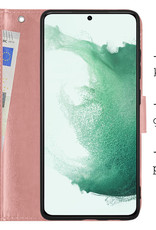 BASEY. Hoes Geschikt voor Samsung S22 Plus Hoesje Bookcase Hoes Flip Case Book Cover Met 2x Screenprotector - Hoesje Geschikt voor Samsung Galaxy S22 Plus Hoes Book Case Hoesje - Rosé goud