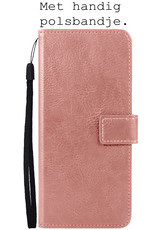 BASEY. Hoes Geschikt voor Samsung S22 Plus Hoesje Bookcase Hoes Flip Case Book Cover Met 2x Screenprotector - Hoesje Geschikt voor Samsung Galaxy S22 Plus Hoes Book Case Hoesje - Rosé goud