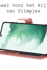BASEY. Hoes Geschikt voor Samsung S22 Plus Hoesje Bookcase Hoes Flip Case Book Cover Met 2x Screenprotector - Hoesje Geschikt voor Samsung Galaxy S22 Plus Hoes Book Case Hoesje - Rosé goud