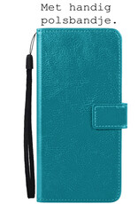 BASEY. Hoes Geschikt voor Samsung S22 Plus Hoesje Bookcase Hoes Flip Case Book Cover Met 2x Screenprotector - Hoesje Geschikt voor Samsung Galaxy S22 Plus Hoes Book Case Hoesje - Turquoise