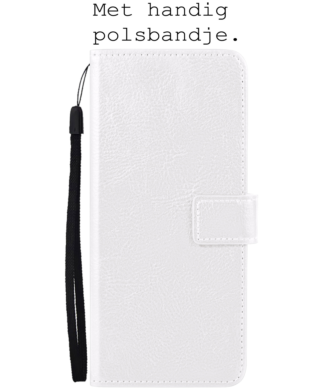 BASEY. Hoes Geschikt voor Samsung S22 Plus Hoesje Bookcase Hoes Flip Case Book Cover Met 2x Screenprotector - Hoesje Geschikt voor Samsung Galaxy S22 Plus Hoes Book Case Hoesje - Wit