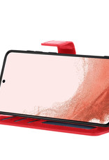 Nomfy Hoesje Geschikt voor Samsung S22 Plus Hoes Bookcase Flipcase Book Cover Met Screenprotector - Hoes Geschikt voor Samsung Galaxy S22 Plus Hoesje Book Case - Rood