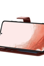 Nomfy Hoesje Geschikt voor Samsung S22 Plus Hoes Bookcase Flipcase Book Cover Met 2x Screenprotector - Hoes Geschikt voor Samsung Galaxy S22 Plus Hoesje Book Case - Bruin