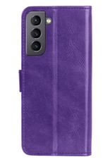 Nomfy Hoesje Geschikt voor Samsung S22 Plus Hoes Bookcase Flipcase Book Cover Met 2x Screenprotector - Hoes Geschikt voor Samsung Galaxy S22 Plus Hoesje Book Case - Paars