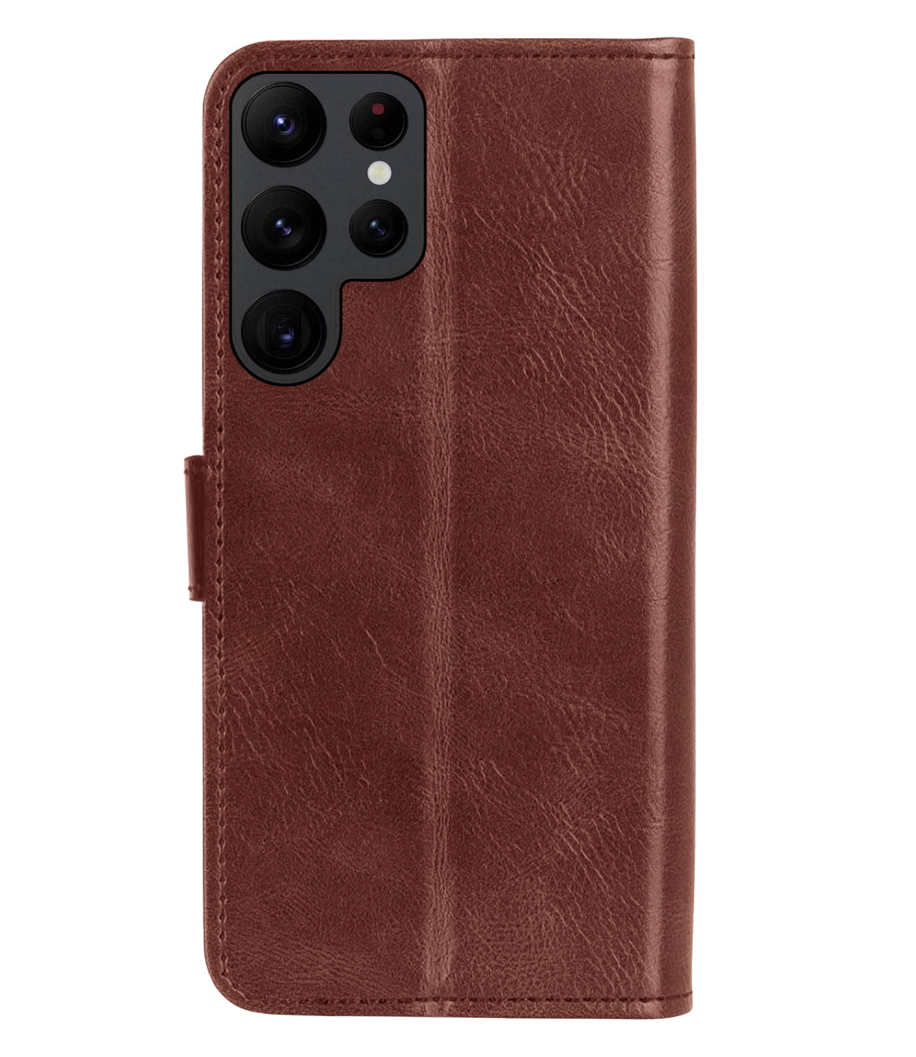 BASEY. Hoes Geschikt voor Samsung S22 Ultra Hoesje Bookcase Hoes Flip Case Book Cover Met Screenprotector - Hoesje Geschikt voor Samsung Galaxy S22 Ultra Hoes Book Case Hoesje - Bruin