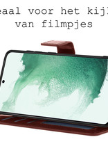 BASEY. Hoes Geschikt voor Samsung S22 Ultra Hoesje Bookcase Hoes Flip Case Book Cover Met Screenprotector - Hoesje Geschikt voor Samsung Galaxy S22 Ultra Hoes Book Case Hoesje - Bruin