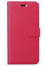 BASEY. Hoes Geschikt voor Samsung S22 Ultra Hoesje Bookcase Hoes Flip Case Book Cover Met Screenprotector - Hoesje Geschikt voor Samsung Galaxy S22 Ultra Hoes Book Case Hoesje - Donkerroze