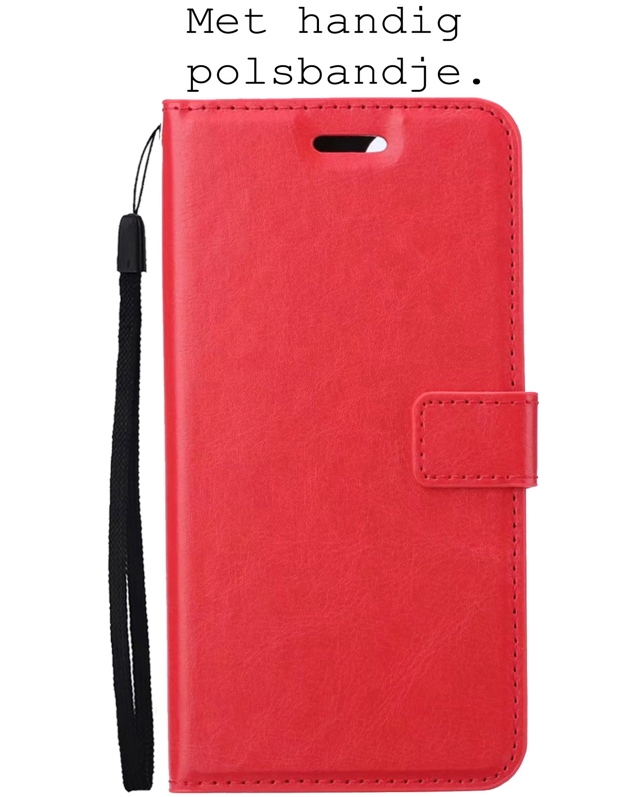 BASEY. Hoes Geschikt voor Samsung S22 Ultra Hoesje Bookcase Hoes Flip Case Book Cover Met Screenprotector - Hoesje Geschikt voor Samsung Galaxy S22 Ultra Hoes Book Case Hoesje - Rood