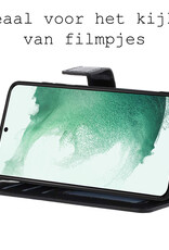 BASEY. Hoes Geschikt voor Samsung S22 Ultra Hoesje Bookcase Hoes Flip Case Book Cover Met Screenprotector - Hoesje Geschikt voor Samsung Galaxy S22 Ultra Hoes Book Case Hoesje - Zwart