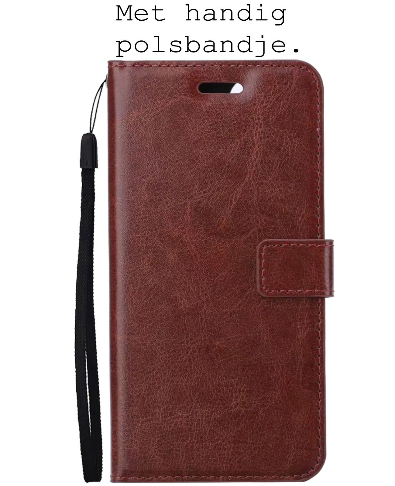 BASEY. Hoes Geschikt voor Samsung S22 Ultra Hoesje Bookcase Hoes Flip Case Book Cover Met 2x Screenprotector - Hoesje Geschikt voor Samsung Galaxy S22 Ultra Hoes Book Case Hoesje - Bruin