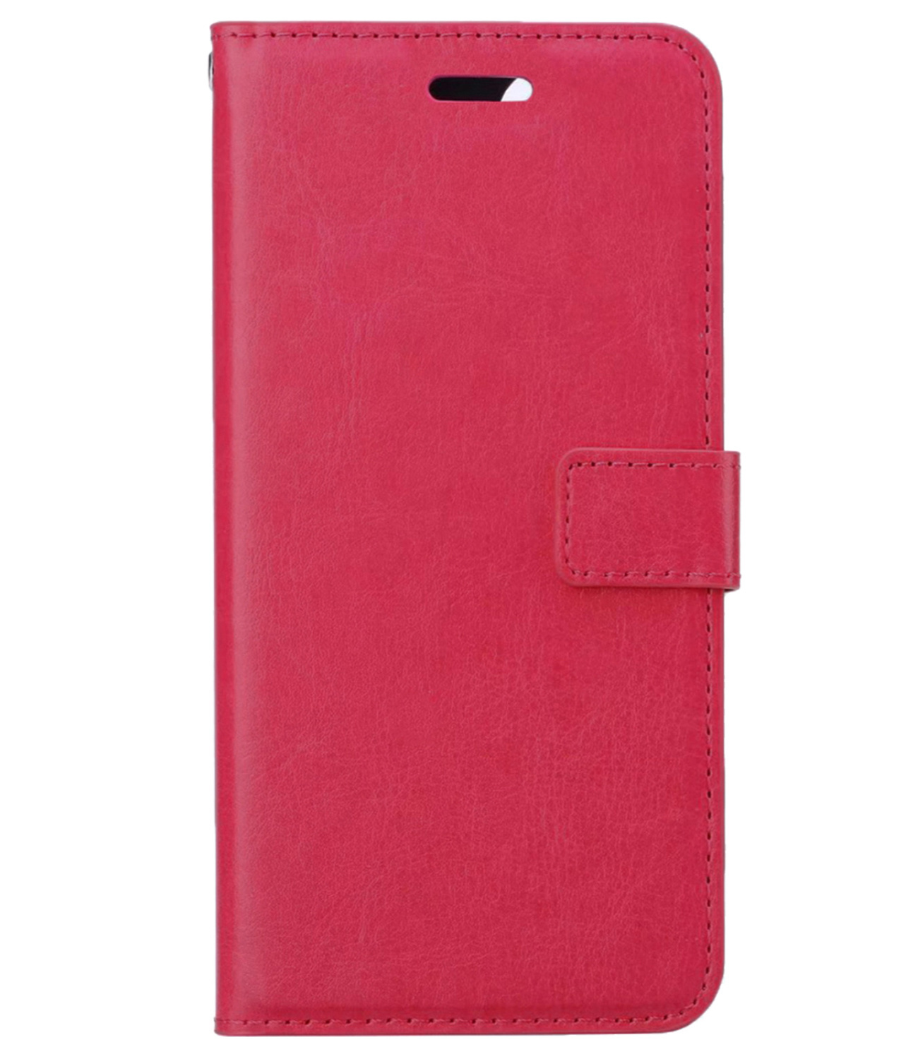 BASEY. Hoes Geschikt voor Samsung S22 Ultra Hoesje Bookcase Hoes Flip Case Book Cover Met 2x Screenprotector - Hoesje Geschikt voor Samsung Galaxy S22 Ultra Hoes Book Case Hoesje - Donkerroze