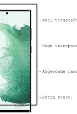 BASEY. Hoes Geschikt voor Samsung S22 Ultra Hoesje Bookcase Hoes Flip Case Book Cover Met 2x Screenprotector - Hoesje Geschikt voor Samsung Galaxy S22 Ultra Hoes Book Case Hoesje - Donkerroze