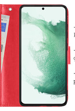 BASEY. Hoes Geschikt voor Samsung S22 Ultra Hoesje Bookcase Hoes Flip Case Book Cover Met 2x Screenprotector - Hoesje Geschikt voor Samsung Galaxy S22 Ultra Hoes Book Case Hoesje - Rood