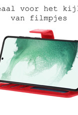 BASEY. Hoes Geschikt voor Samsung S22 Ultra Hoesje Bookcase Hoes Flip Case Book Cover Met 2x Screenprotector - Hoesje Geschikt voor Samsung Galaxy S22 Ultra Hoes Book Case Hoesje - Rood