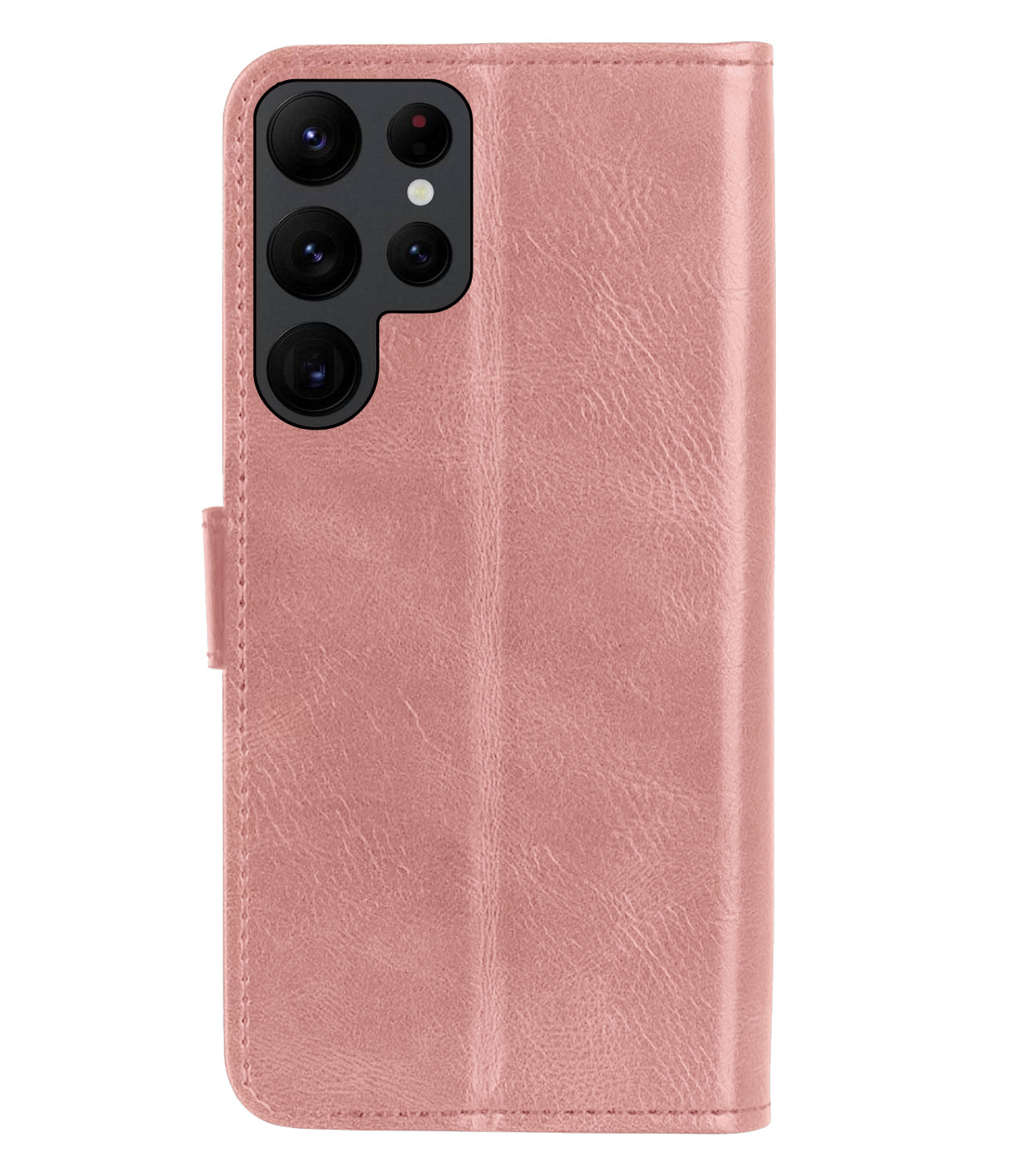 BASEY. Hoes Geschikt voor Samsung S22 Ultra Hoesje Bookcase Hoes Flip Case Book Cover Met 2x Screenprotector - Hoesje Geschikt voor Samsung Galaxy S22 Ultra Hoes Book Case Hoesje - Rosé goud