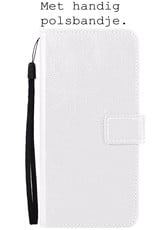 BASEY. Hoes Geschikt voor Samsung S22 Ultra Hoesje Bookcase Hoes Flip Case Book Cover Met 2x Screenprotector - Hoesje Geschikt voor Samsung Galaxy S22 Ultra Hoes Book Case Hoesje - Wit