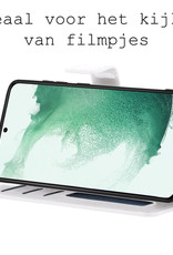 BASEY. Hoes Geschikt voor Samsung S22 Ultra Hoesje Bookcase Hoes Flip Case Book Cover Met 2x Screenprotector - Hoesje Geschikt voor Samsung Galaxy S22 Ultra Hoes Book Case Hoesje - Wit